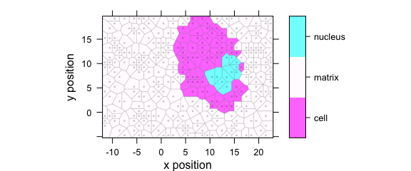 Voronoi diagram: an example with `faux_cell` dataset.  